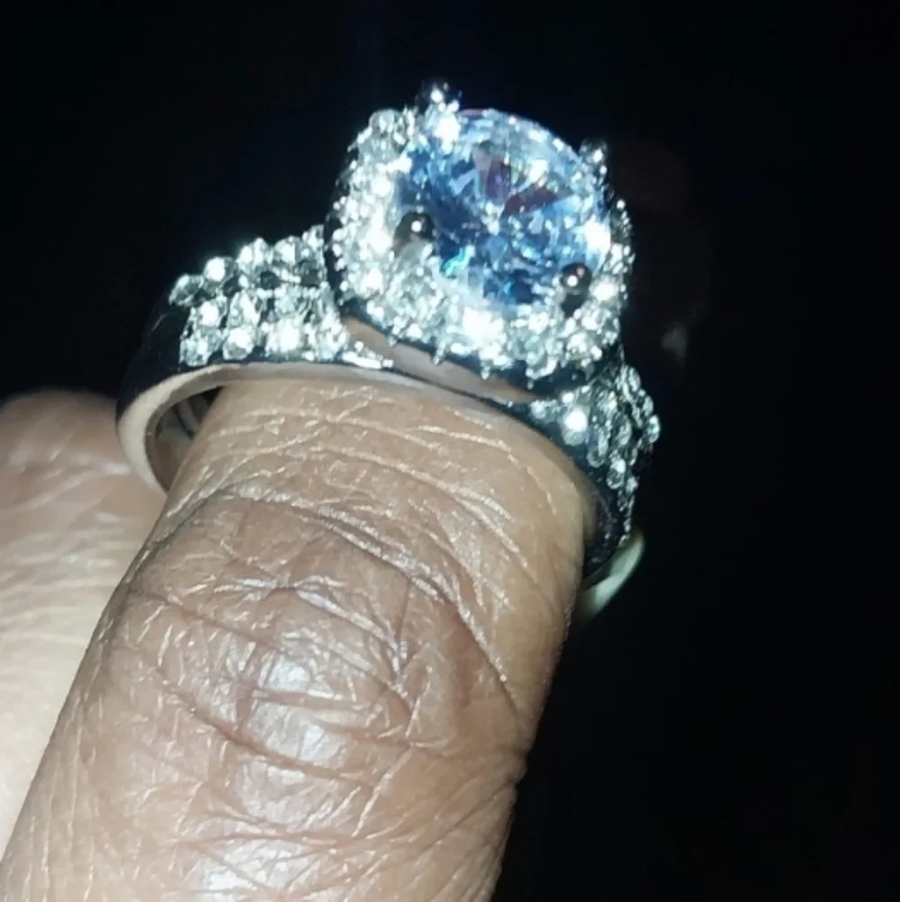 Ladies Elegant Princess Cut Lab Created Diamonds Wedding Ring Set